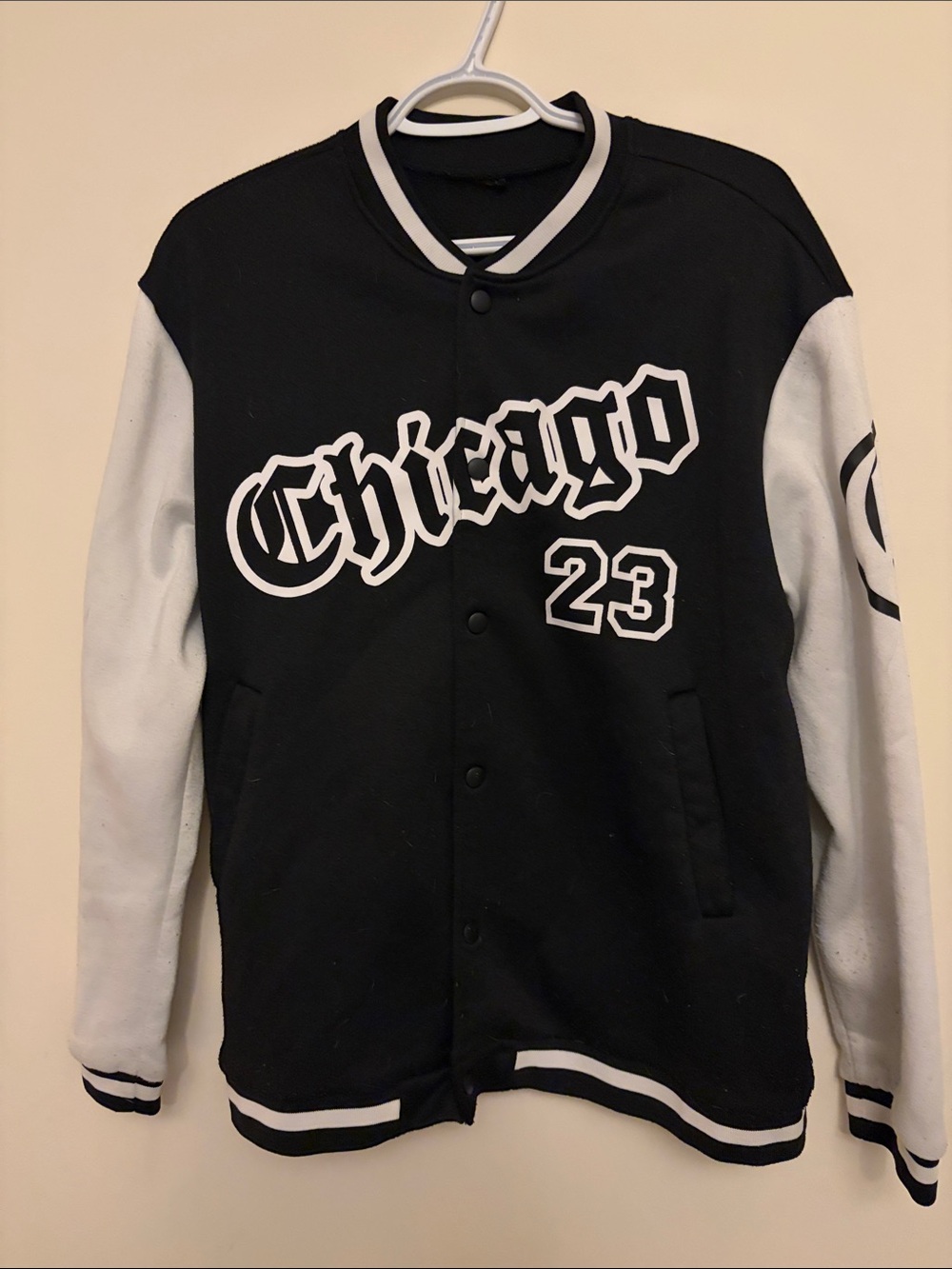Chicago 23 Black & White Varsity-Style Button Up Sweater
